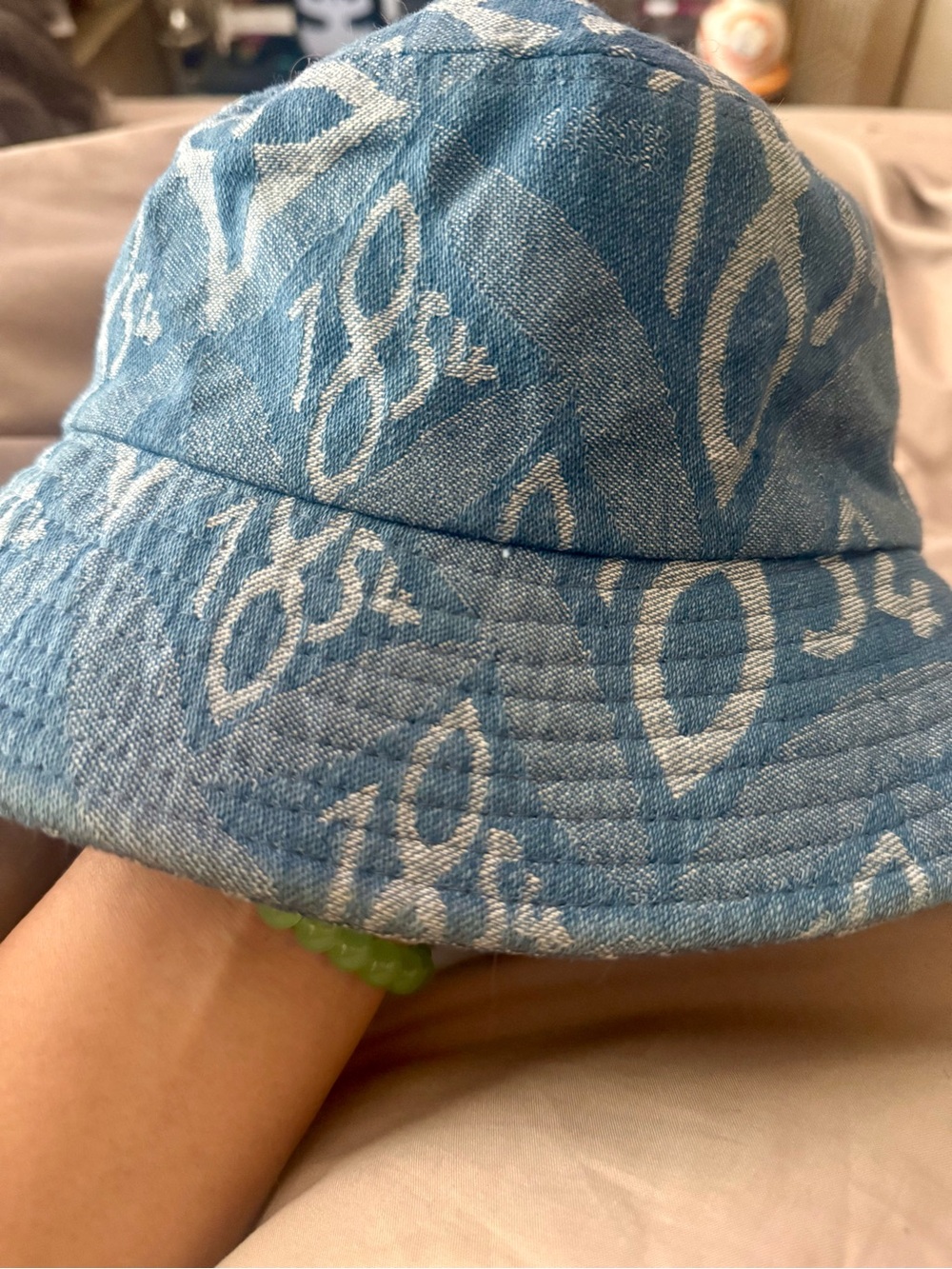 Louis Vuitton Blue Monogram Denim Bucket Hat with Black Interior
